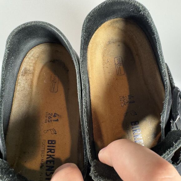 Birkenstock London Soft Footbed Mens 41 8 Black Leather Loafers Shoes Germany - Picture 7 of 8